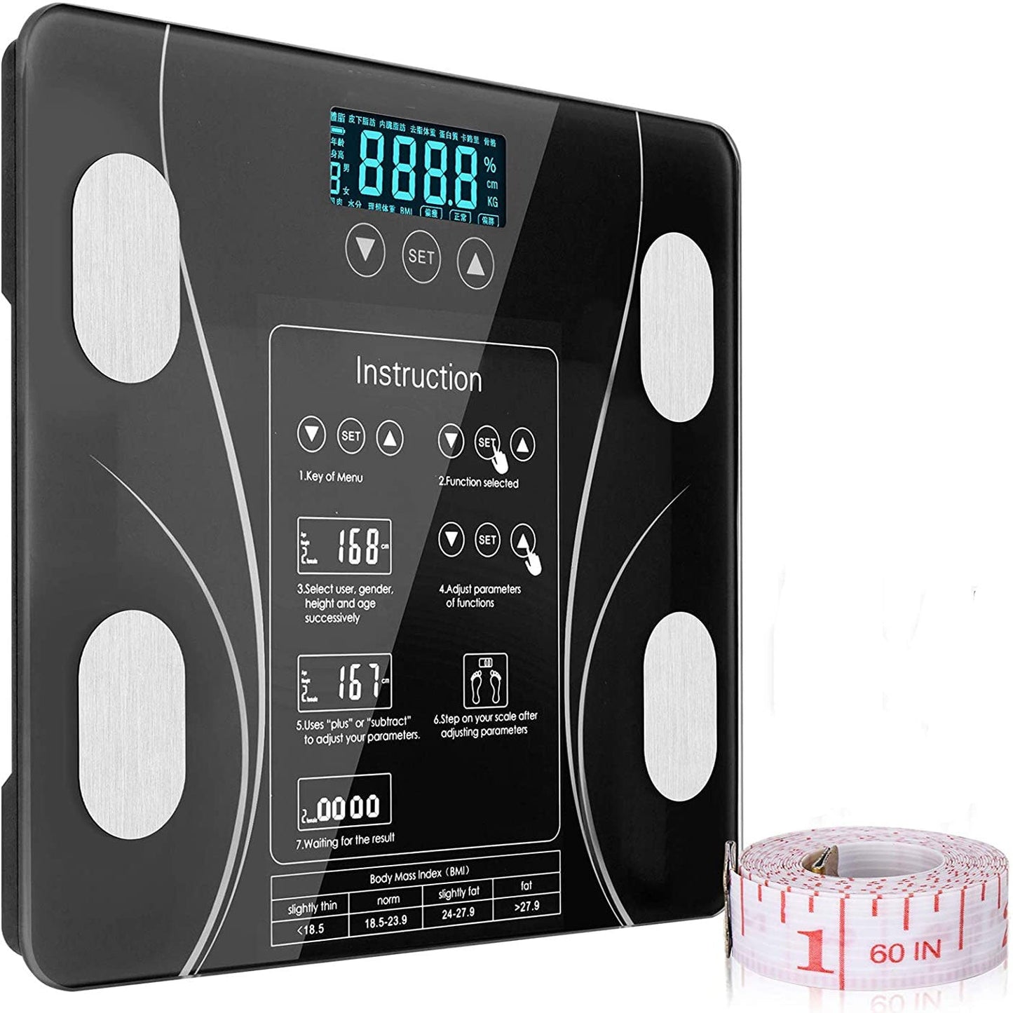 NNEDSZ LCD Scales Body Weight Bathroom Bath room Body Fat Gym Fitness Scale BMI BMR