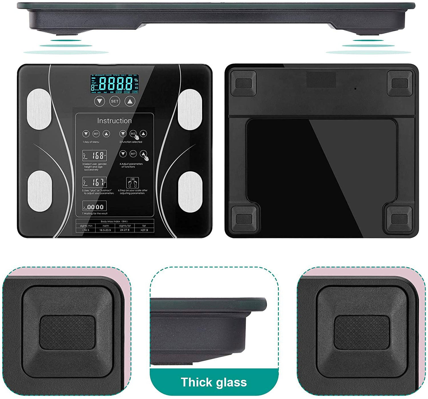 NNEDSZ LCD Scales Body Weight Bathroom Bath room Body Fat Gym Fitness Scale BMI BMR