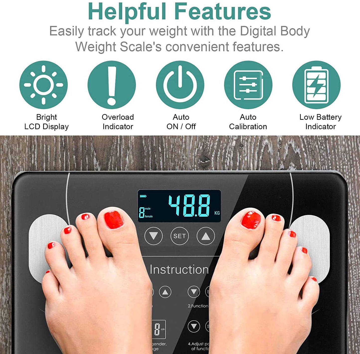 NNEDSZ LCD Scales Body Weight Bathroom Bath room Body Fat Gym Fitness Scale BMI BMR