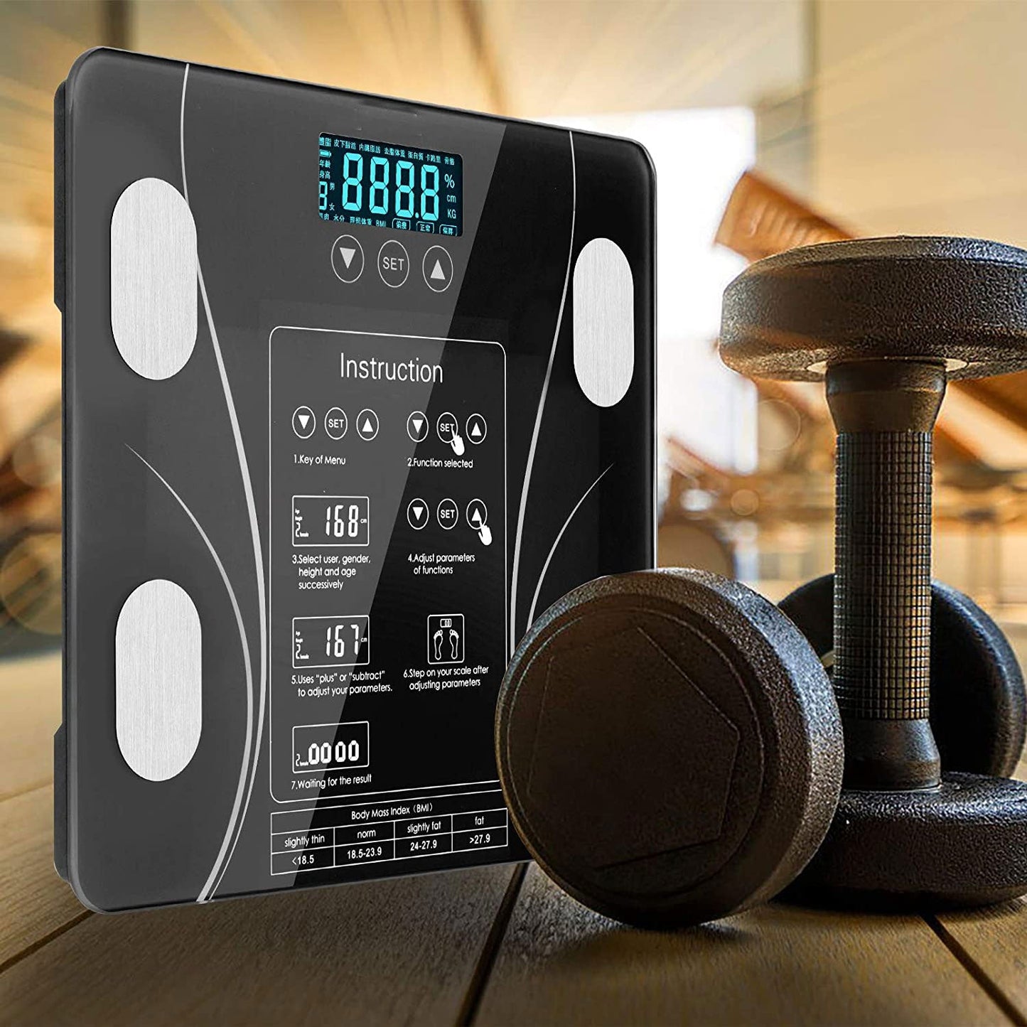 NNEDSZ LCD Scales Body Weight Bathroom Bath room Body Fat Gym Fitness Scale BMI BMR